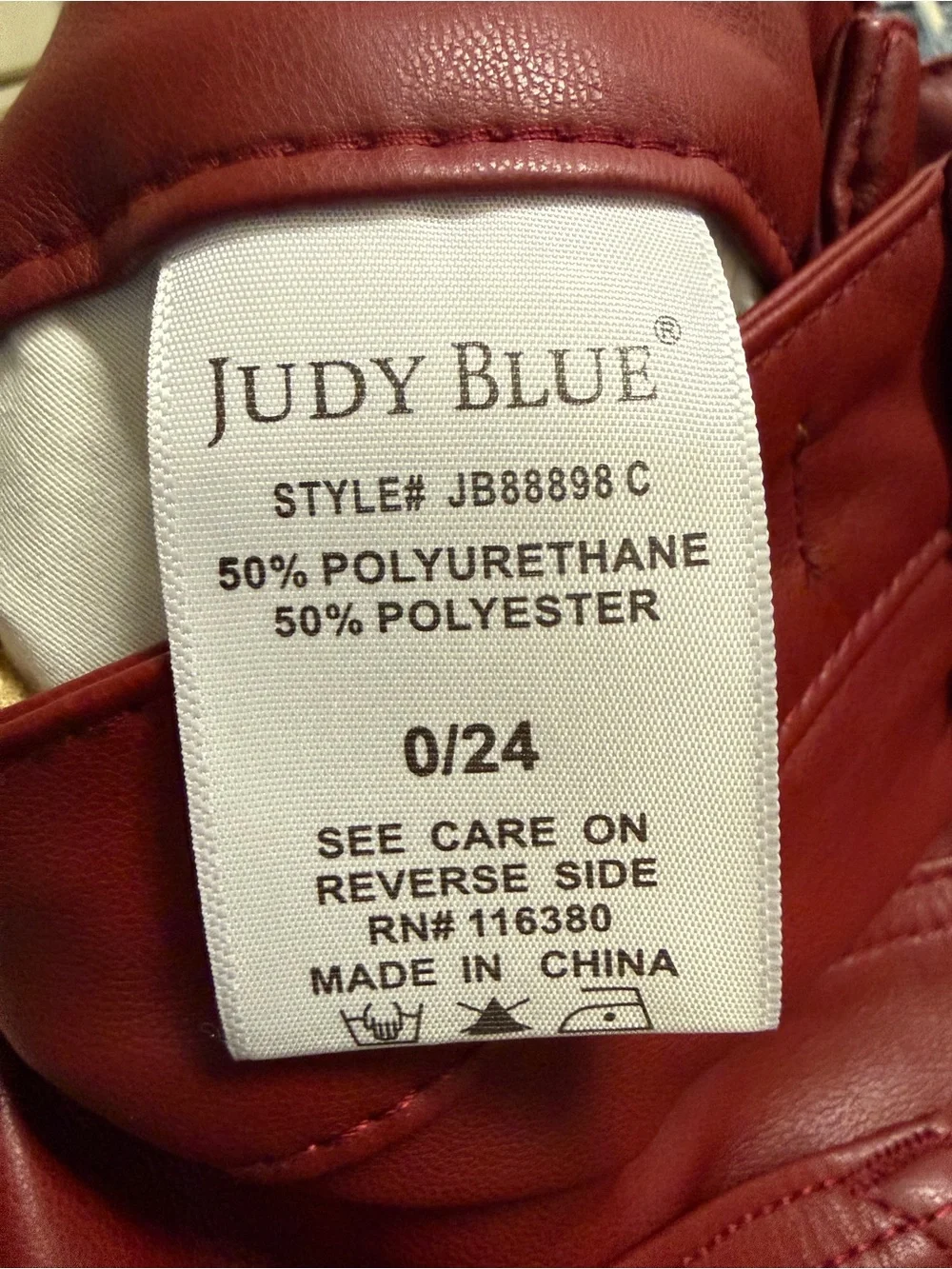Judy Blue Burgundy Faux Leather Straight Leg Jeans